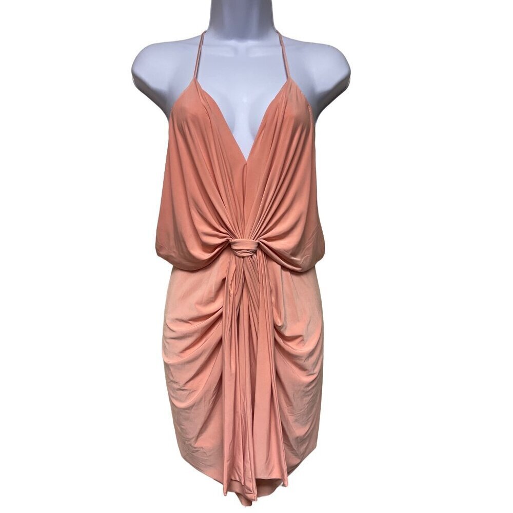 NEW! MISA Los Angeles Domino Short Spaghetti Strap Coral Dress Women's Medium